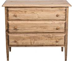 Biscottini Cassettiera legno massello 100x48x85 cm | Cassettiera shabby chic bianca | Como cassettiera vintage 3 cassetti | credenza vintage