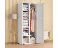 ZUKKA Armadio pieghevole e portatile vestiti armadio scaffali Combinazione armadio armadio modulare con binari per vestiti Bianco Installazione Gratuita
