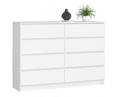 Generico Mobile Ingresso, Como’e Cassettiera 8 Cassetti, Consolle Ingresso, Cassettiera Moderna, Credenza Ingresso, Cassettiera da Salotto, Mobile Soggiorno Moderno (Bianco)