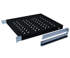 DIGITUS - Ripiano professionale con profondità variabile per montaggio fisso in armadi da 19" 347 mm Tiefe Nero