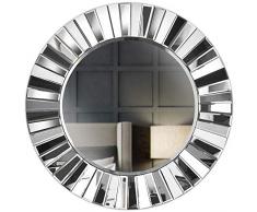 Carme Knightsbridge - Specchio rotondo da parete, effetto vetro 3D, per camera da letto, soggiorno, corridoio, colore: grigio argento