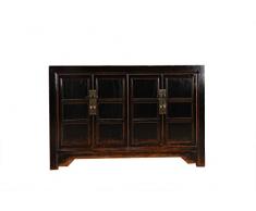 Yajutang - Comò antico, 4 ante, colore: Nero