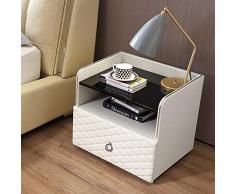 YMXLJF Comodino – Comodino in Pelle Multifunzionale Comodino White