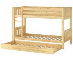 Erst-Holz Letto a Castello per Ragazzi per materassi 90x200 in Pino con cassettone 3°Letto 60.06-09S7