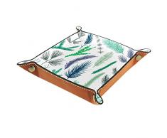 Foglie verdi, Valet Tray Desktop Storage Organizer PU Cuoio Dice Vassoio Comodino Vanità Vassoio per Telecomando Chiavi Moneta Gioielli