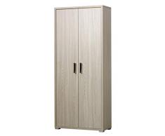 3281OLM Armadio montato due ante con cassetto interno con tre ripiani removibili finitura olmo 75,3 L x 175 h x 33 P