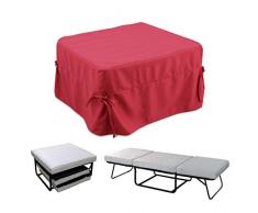 DMORA Pouf Letto, in tesssuto Color Rosso, cm 75x75x42, UNICA