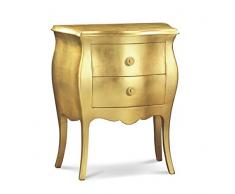 Bagno Italia Mobile Comodino 2 cassetti Oro in Legno massello Design bombato Stile Moderno I