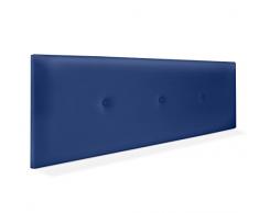 DHOME Testata in Similpelle o Tessuto Acualine Liscio con Bottoni Rivestiti in ALTA GAMMA Testata Letto di Lusso Imbottita Moderna (Similpelle Blu, 160x50cm (Letto 150/160))