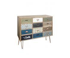 Tomasucci Kijo Cassettiera, 12 Cassetti, Legno, Multicolore, 113x40x95 cm