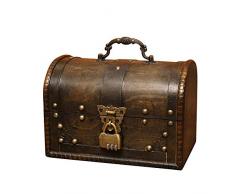 Perfuw, scrigno del tesoro dei pirati, cassapanca in legno, con serratura frontale, design vintage unico fatto a mano, adatto per scatola di immagazzinaggio/confezione regalo (21,6 x 14,5 x 15 cm)