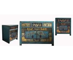 opium outlet - Comò cinese con 2 comodini, stile coloniale, stile shabby chic