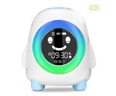 Sveglia Digitale per Bambini Wake-up Light Cadrim Bambini Allarme Sveglia Comodino Ricaricabile USB Sveglia Mattina Educativa Bambini 2 Sveglie 3 Luminosità 5 Suonerie&Colori 8 Musica Funzione Snooze