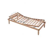 Evergreenweb - Rete una Piazza e Mezza 120x200 a Doghe in Legno Naturale Alzata Manuale ALZA TESTA e PIEDI Pieghevole Ortopedica Base Letto o Materasso con Regolatori Rigidità Gambe Smontabili OFFERTA