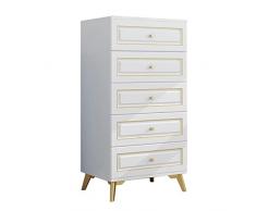 Cassettiera 5-Tier Bianco Cassettone in Legno, Piedi Moderna Cassettiera Cassetto con Metallo Cabinet E Maniglie, Governo di Immagazzinaggio for I Vestiti Giocattoli Cosmetics (Color : White+Gold)