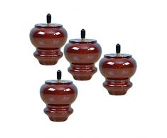 Tipo Zucca Piedini per Mobili in Legno Gambe per Mobili Cabinet Piedi del Divano Tavolo Letto Armadio Armadietto Guardaroba M6 Bullone,Colore Noce 4 Pezzi (8cm)