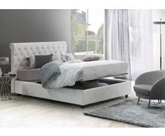 Talamo Italia Letto contenitore Matrimoniale Elsa, Made in Italy, Letto e testata in ecopelle, Apertura frontale, con materasso 160x190 cm incluso, Bianco