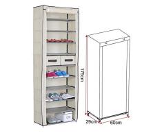 WOLTU SS5018cm-a - Scarpiera a 11 Ripiani, in Tessuto, XXL, 60 x 29 x 175 cm, Colore: Bianco Crema
