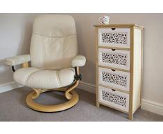 4 cassetti Tall Boy Side Unit comodino in legno massello bianco taglio laser mobili Slim
