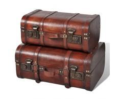 vidaXL 2x Baule del Tesoro Legno Vintage Marrone Cassa Cassapanca Contenitore