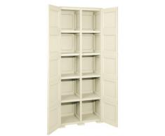 Tontarelli Omnimodus Armadio 5 Moduli 6 Ante Lisce 4 Traforate, Plastica, Angora, 79x47x203 cm