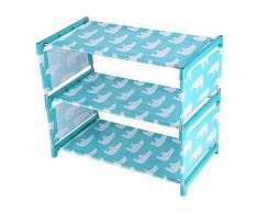Fdit Scaffale Scarpiera a Ripiani Organizzatore di Scarpe Armadio Mobile 3 Ripiani Organizzatore di Scarpe Porta Scarpe Armadio Mobile Mensola per Scarpe Rack (Blu)
