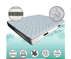 Materasso MEMORY FOAM ECOSOSTENIBILE - Interno con elavorazione ad onda 7 zone differenziate, OCEAN ALTO 19 CM, ECO FRIENDLY, tessuto RICICLATO certificato, matrimoniale 175x195