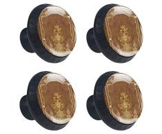 Maniglie per cassettiera dorate, 4 pezzi, maniglie per armadietto da cucina, decorazione di capriole, fiore rosso, Rococo - Impiallacciatura in legno barocco, 3.5×2.8CM/1.38×1.10IN