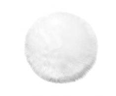 Tappeto in pelle dagnello, imitazione della pelliccia | Soggiorno Camera da letto | Tappeto da letto lavabile, cuscino di seduta, pelliccia per sedia, divano (Bianco - 60 cm Rotondo)