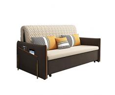 Soggiorno Divano A Due Posti,Divano Letto Futon Estraibile con Spazio Archiviazione Design Braccioli,Mobili Divano Letto Convertibile Morbida Pelle Scamosciata Europea per Appartamento,Marrone,1.72M