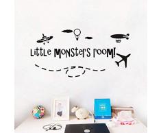 1 Pz Nero Inglese Adesivi Murali Camera Dei Piccoli Mostri Fai Da Te Per La Camera Dei Ragazzi Aeromobili Decor Adesivo In Vinile Valletto 40 * 60 Cm