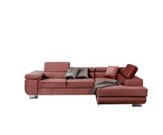 E-MEUBLES Divano ad angolo in letto Convertibile con Baule 4/5 Posti - in Tessuto - Soggiorno & soggiorno - ALESIO (Rosa (Monolith 63), Destra)