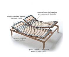 Evergreenweb - Rete Letto Matrimoniale a Doghe 160x200 cm - Alzata Manuale Separata 2 Piazze con doppio movimento alza testa e piedi - Ortopedica con Regolatori di Rigidità zona Lombare, Ammortizzatori, Telaio in Legno Naturale