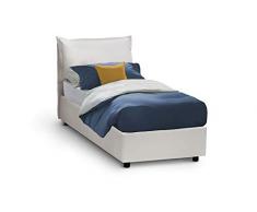 Talamo Italia Letto contenitore Singolo Veronica, Made in Italy, Letto con rivestimento in ecopelle, Apertura frontale, adatto per materasso cm 80x190, Bianco