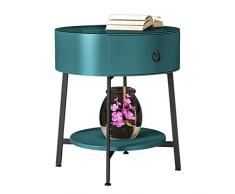 Comodino Rotondo Camera da Letto Piccolo Armadio in Legno Massello Rotondo Armadio Contenitore (Color : Green-B, Size : 50 * 50 * 52cm)