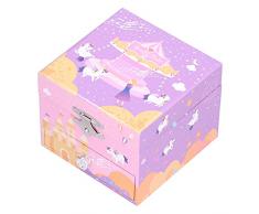 Scatola Musicale a Forma di Animale per Conservare i Gioielli Musica con Cassetto Estraibile per la Decorazione della Camera da Letto del Compleanno della Ragazza Regalo 4,1 X 4,1 X 3,3 Pollici(ROSA)