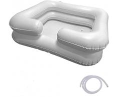 Lavabo Gonfiabile Mobile Lavandino Gonfiabile Lavatesta Portatile Lavandino Portatile per Parrucchiere Letto da bagno per disabili, anziani, pazienti costretti a letto, in stato di gravidanza, Bianco