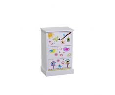 Vacchetti Giuseppe 8033330000 Mobiletto Happy Cassettiera 3 Cassetti, Legno, Bianco, 38x28x58 cm