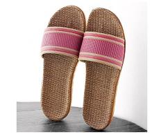 MASME Pantofole Donna Estive Pantofola Giapponese Casa Indoor Ciabatte Uomo in Lino Morbido Fondo Scarpe da Camera da Letto Casa Estate Uomo Estate Sandali e Pantofole (Color : Pink, Size : 39/40 EU)