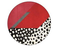 Aabbcdf Tappeto Rotondo Moderno Wave DOT Pattern Design, Soggiorno Camera da Letto Guardaroba Tappeto Comodino Tappeto Rosso Morbido A Pelo Corto,160 * 160cm