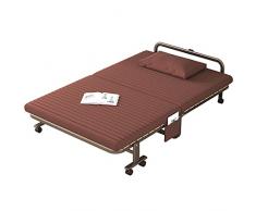 MMLLPP Letto Pieghevole Matrimoniale, Letto Pieghevole Portatile con Materasso,Letto Pieghevole per Adulti,con Materasso in Schiuma da 5 Pollici E Struttura Super Robusta, 4 Misure/Marrone