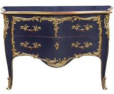 Casa Padrino cassettone barocco con 2 cassetti blu scuro antico/oro - Cassettone in legno massello fatta a mano in stile barocco - Mobili barocchi fatti a mano - Nobile e Magnifico