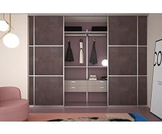 Alucabina -4 ante scorrevoli per chiusura armadi a muro rifinite con pannelli in legno nobilitato e telaio in alluminio- Finitura marino setato