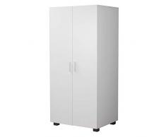 Orlando Armadio in legno a 2 ante per bambini, per camera da letto, barra per appendere i vestiti (bianco)