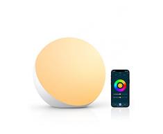 Hifree Lampada da Comodino, Lampada da Tavolo Compatibile con Alexa e Google Home, Dimmerabile RGB Cambia Colore e Tunable Luce Notturna