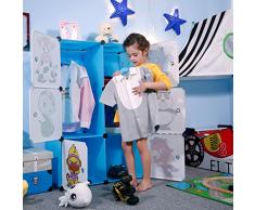 ANGRIA Armadio Componibile per Bambini con Adesivi Animali per Moduli Scaffali , Scarpe Scaffale ,Giocattoli Materiale Scolastico (6 Cubi, Blu)