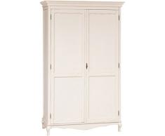 Biscottini Armadio in legno massello 205x130x57 cm | Armadio bianco 2 ante | Armadio shabby chic legno di tiglio | Armadio camera da letto