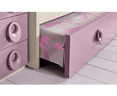 Dafne Italian Design Cameretta Completa a Ponte - Effetto Betulla, Bianco, Quarzo (Triplo Letto Singolo e Armadio) (cm. 350 x 96 x 259h)