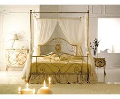 Bed Store Letto Matrimoniale in Ferro BATTUTO Modello Lory Avorio con Baldacchino