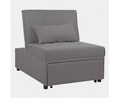 Brigros - Poltrona Pouf Letto Singolo in Tessuto con Cuscino Abbinato, utile per B&B, arredo casa, arredo tavernetta, Letto richiudibile, dotata di piedini (Grigio scuro #42)